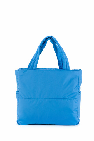 Kadın Saten Kumaş Dolgulu Shopper Çanta Açık Mavi