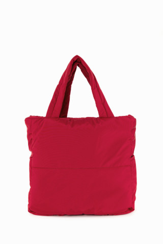 Kadın Saten Kumaş Dolgulu Shopper Çanta Kırmızı