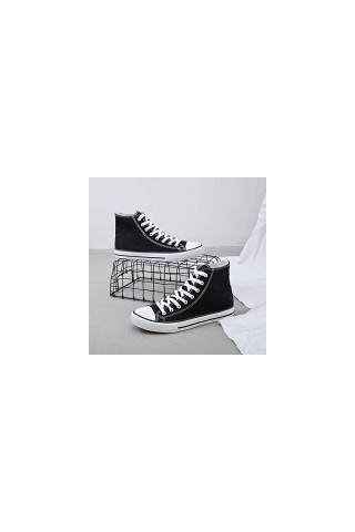 Unisex Siyah-Beyaz Uzun Spor Ayakkabı